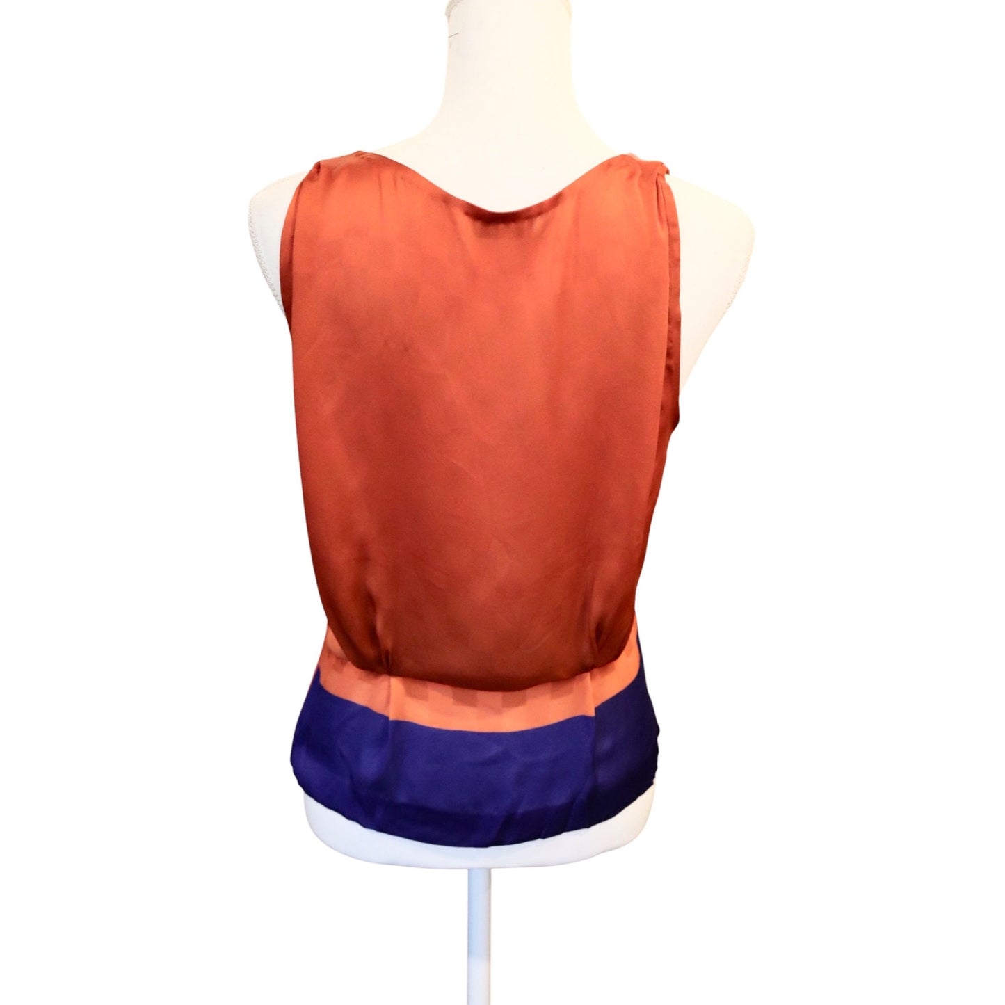 Dries Van Noten Silk Colorblock Sleeveless Orange & Purple Top Size 38 Belgium