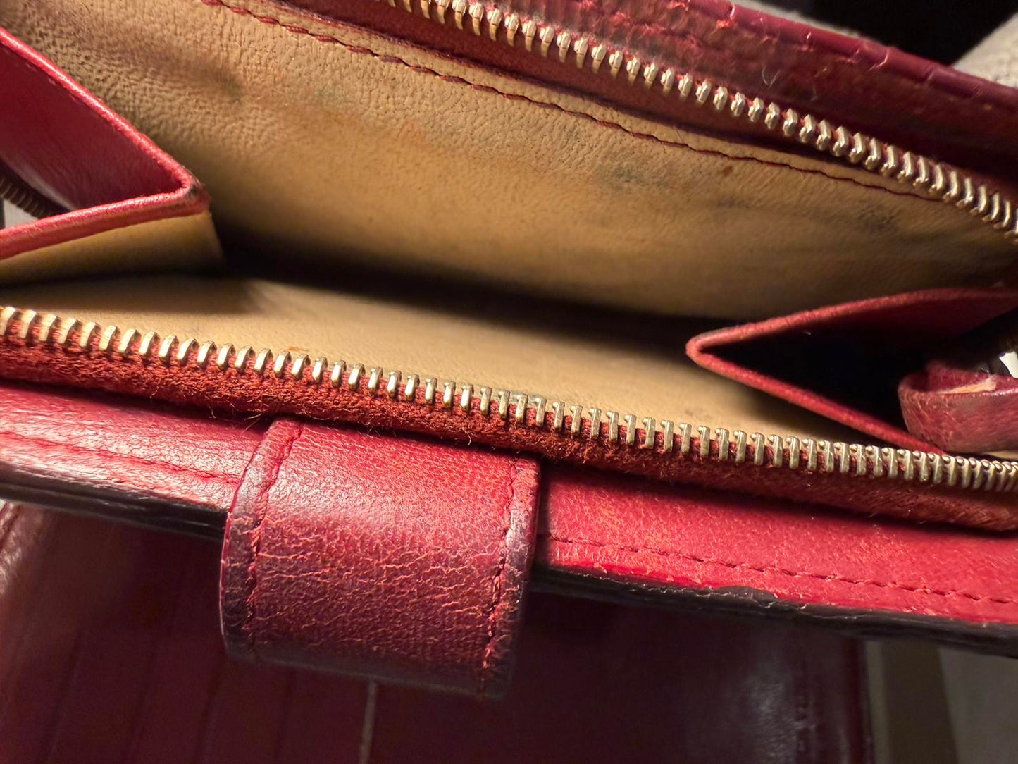 Bottega Veneta Red Woven Leather Wallet
