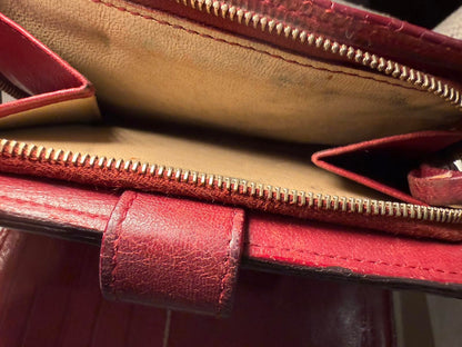 Bottega Veneta Red Woven Leather Wallet