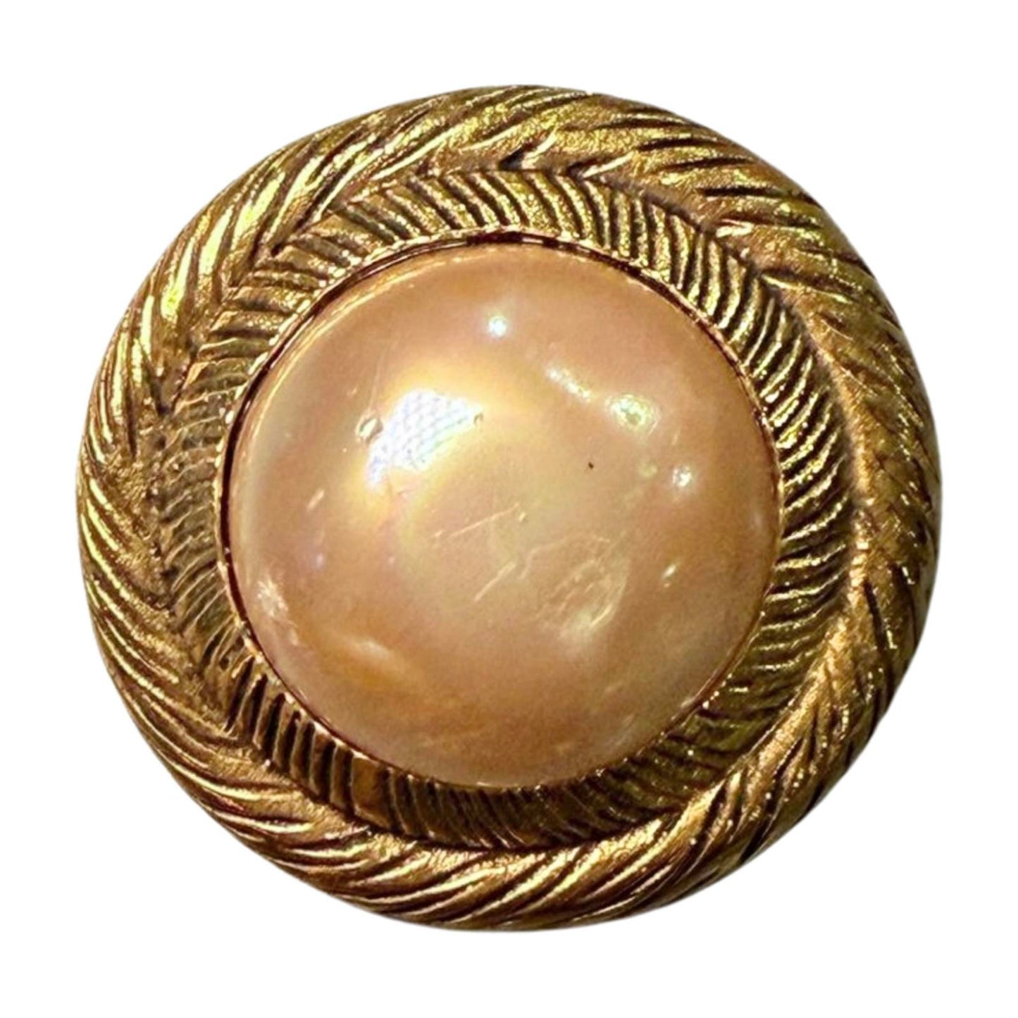Vintage Chanel Round Pearl Clip-On Earrings – Gold-Tone (Made in France)