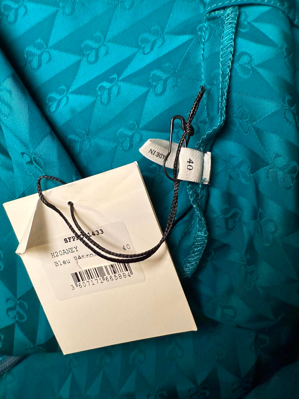 New Sandro Paris Ruched Satin Jacquard Mini Dress, size 40/US 4