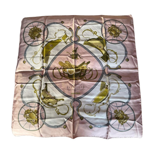Hermès Paris Pink Silk Scarf with Springs Design