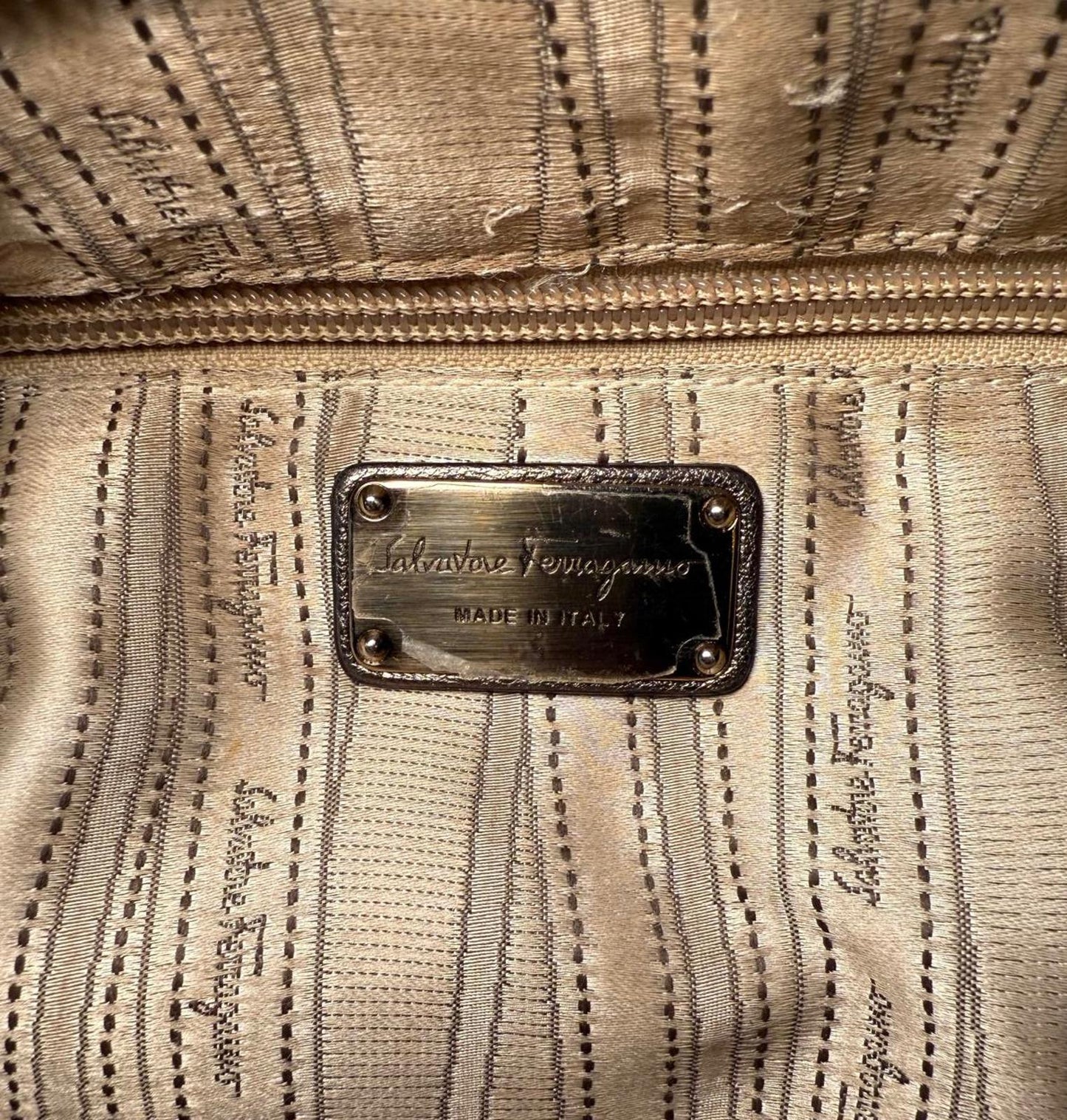 Salvatore Ferragamo Metallic Leather Gancini Tote