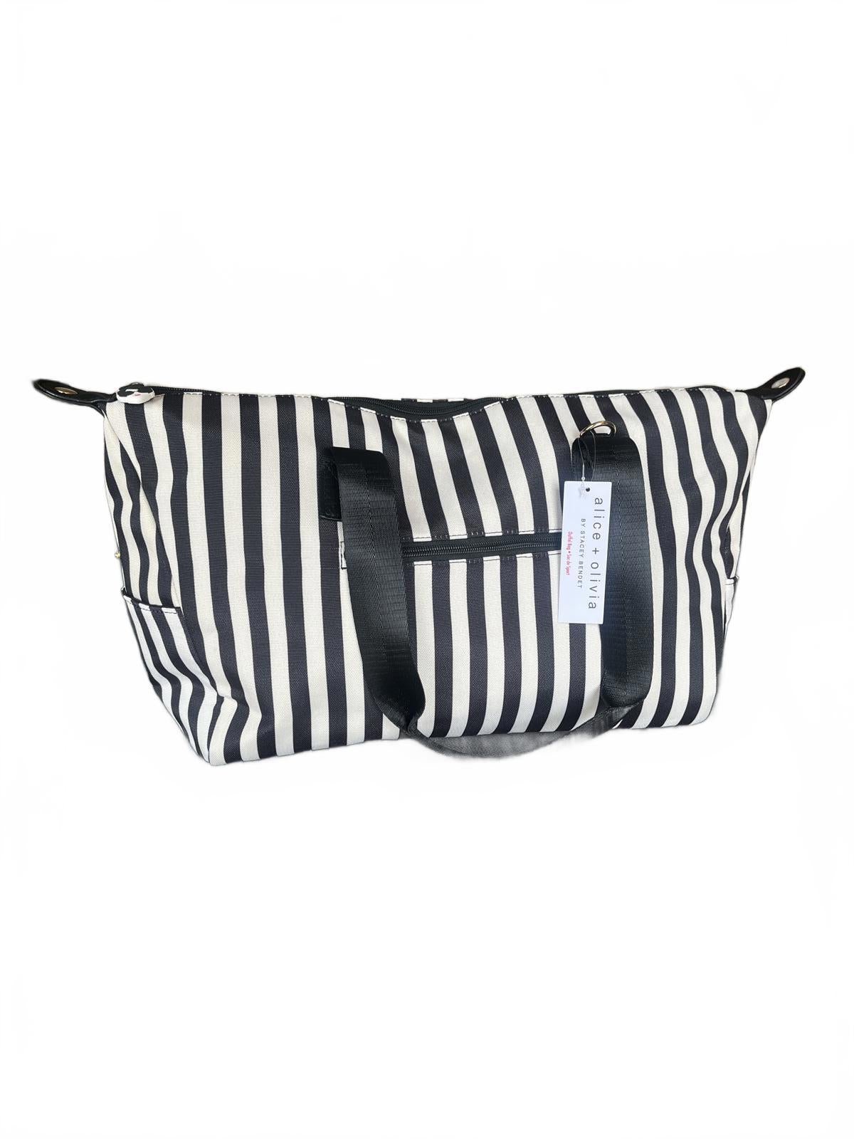 NWT Alice + Olivia Black and White Striped Tote Bag