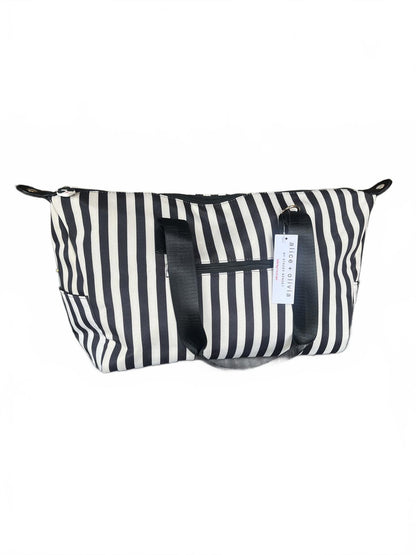 NWT Alice + Olivia Black and White Striped Tote Bag