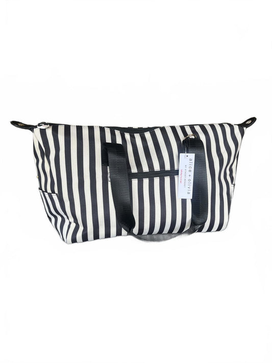 NWT Alice + Olivia Black and White Striped Tote Bag