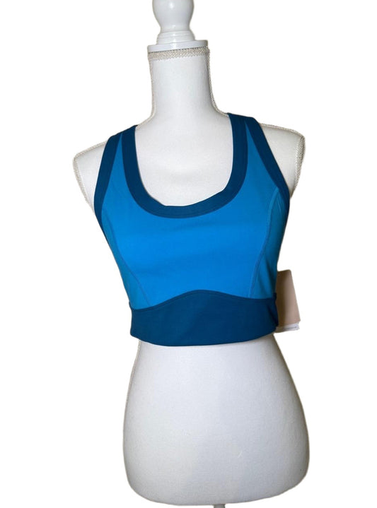 New Spiritual Gangster Sports Bra, Size L – Two-Tone Teal Aurora Racerback w/ Gold Hamsa Logo