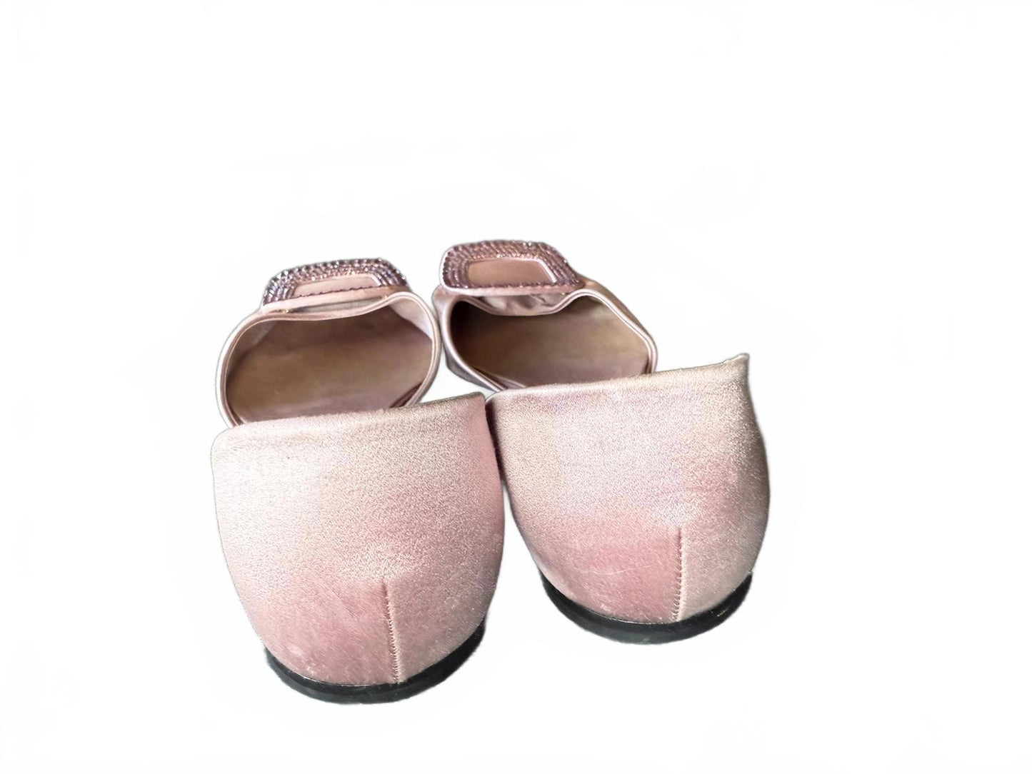 Roger Vivier Pink Satin Flats with Crystal Buckle, EU 37.5