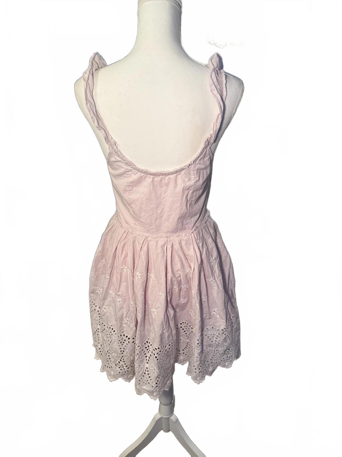 LoveshackFancy Pink Eyelet Lace Summer Dress, Size 6