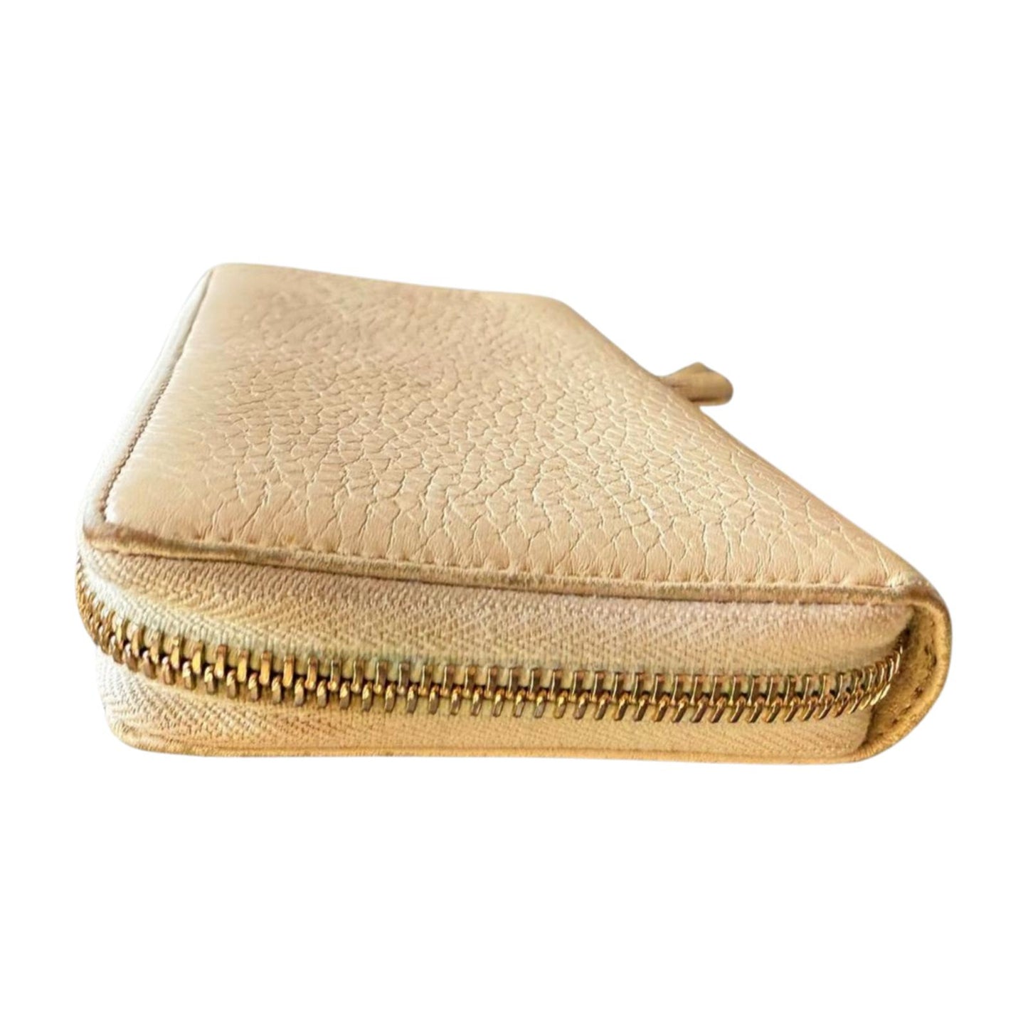 Gucci Ivory Pebbled Long Leather Zip-Around Soho Wallet