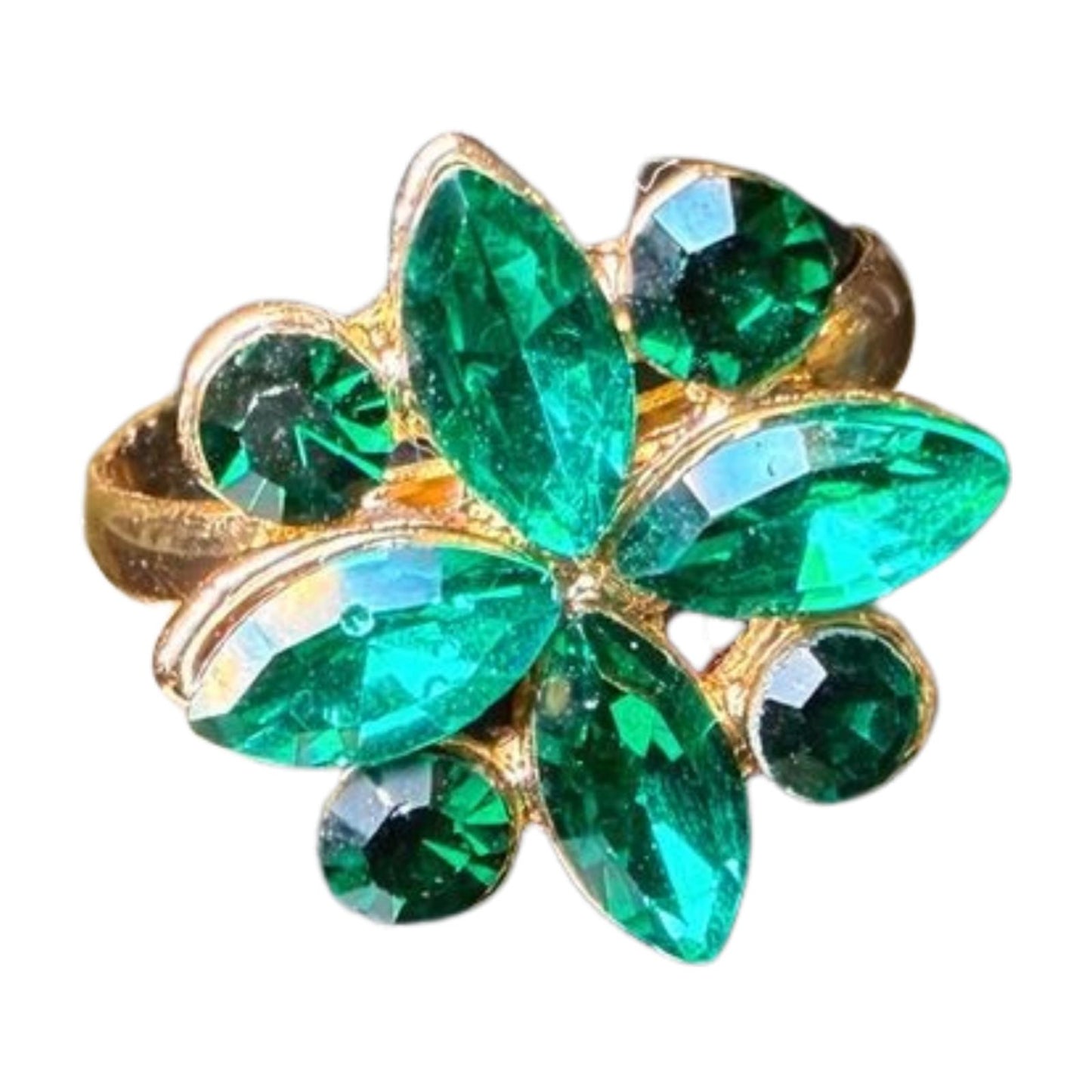New Emerald Tone Statement Earring & Ring Set