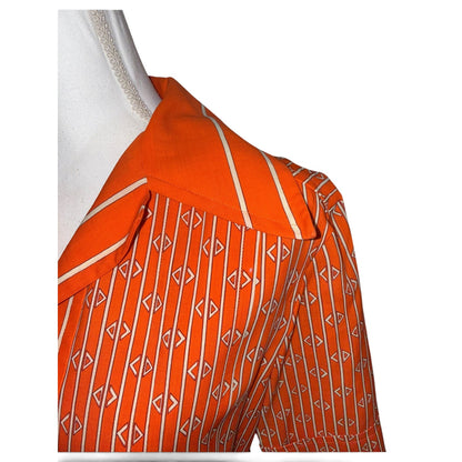 Miss Dior Orange and White Monogram Belted Shirt Dress, Size 11