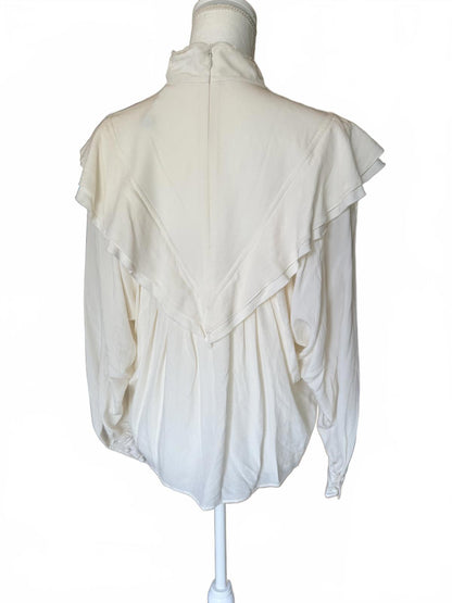 New Chloe White Ruffle Long Sleeve Blouse, EU 38