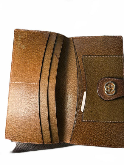 Gucci Brown Leather Wallet with Signature Web Stripe