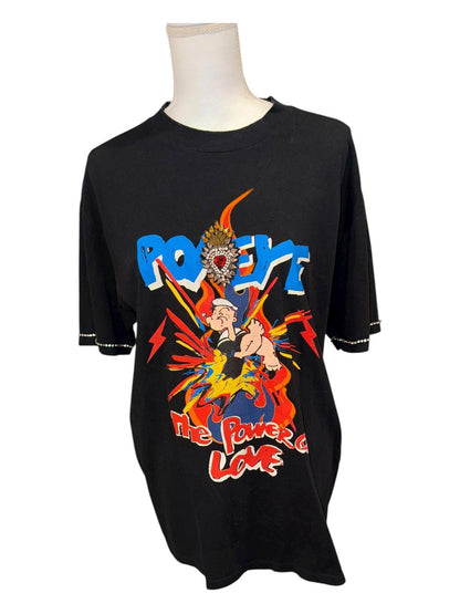 Popeye Tiger in the Rain Embellished T-Shirt, Size Small