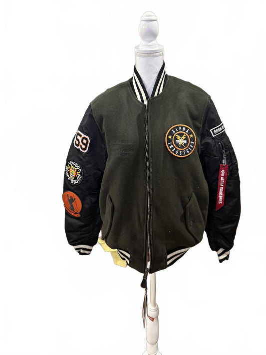 Alpha Industries Men's Bomber Jacket with Patch Details, Medium (NWT)