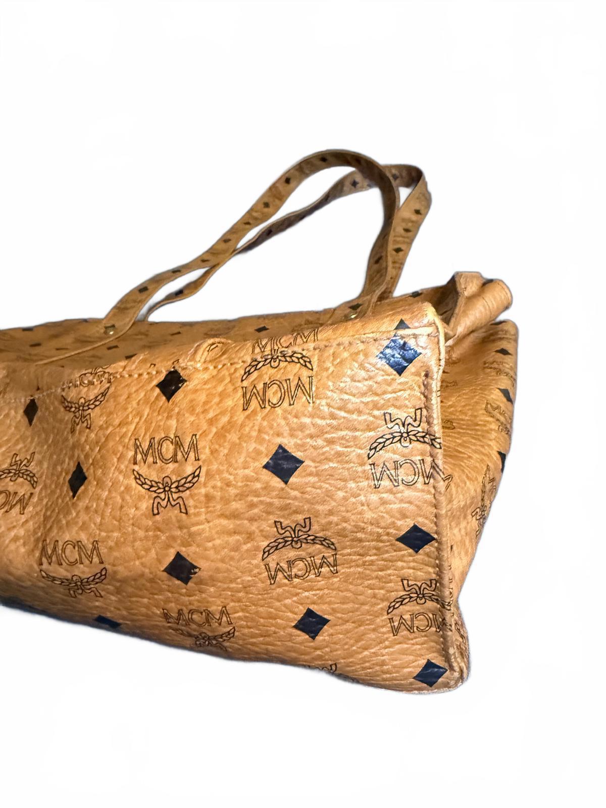 Vintage MCM Cognac Visetos Leather Tote Bag