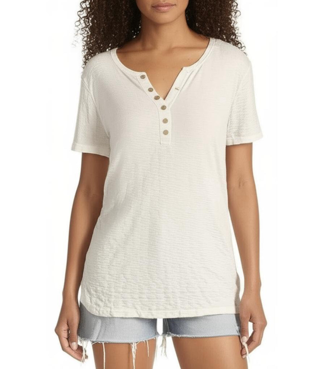 New Womens 3 Dots T-Shirt Size XL Off White Textured