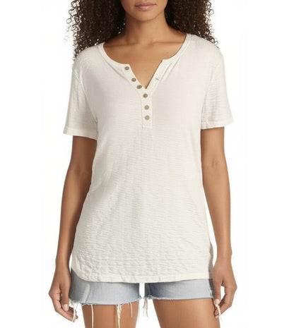New Womens 3 Dots T-Shirt Size XL Off White Textured