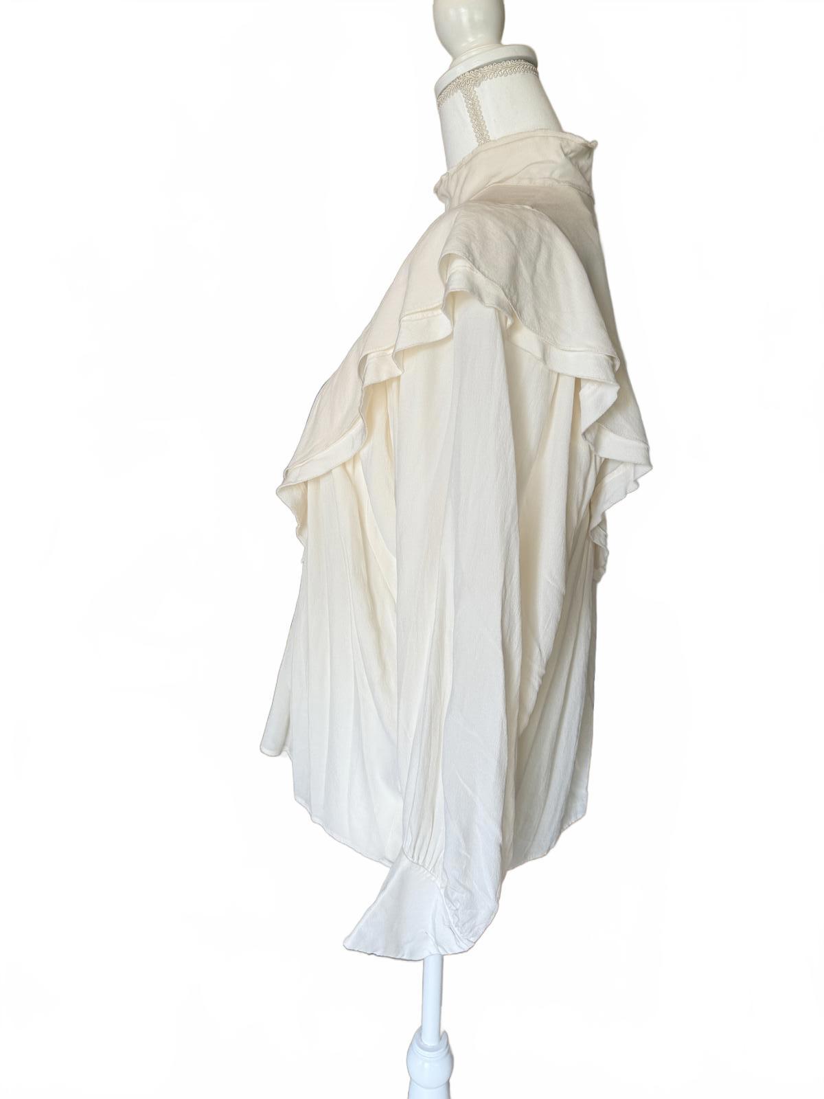 New Chloe White Ruffle Long Sleeve Blouse, EU 38