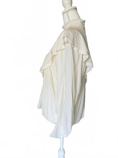 New Chloe White Ruffle Long Sleeve Blouse, EU 38