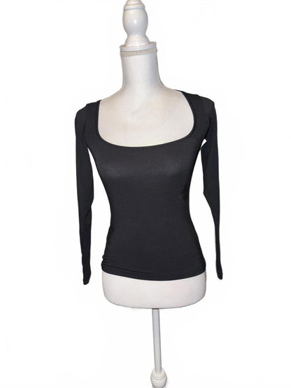 New SKIMS Black Long Sleeve Square Neck Top, Small