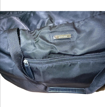 Gucci Duffle Bag Boston Black 21" Nylon  Travel Luxury Designer
