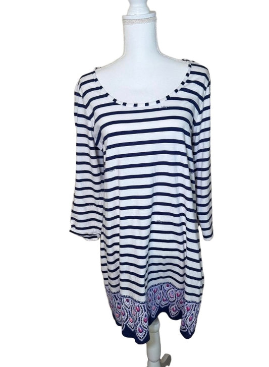 Lilly Pulitzer Striped Cotton Dress, Navy & White, XL