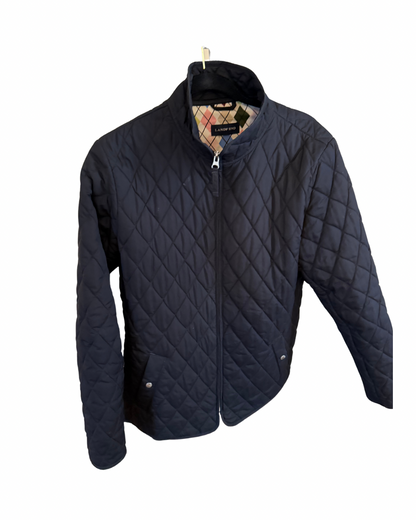 Lands’ End Quilted Argyle Zip Jacket – Women’s Size Large