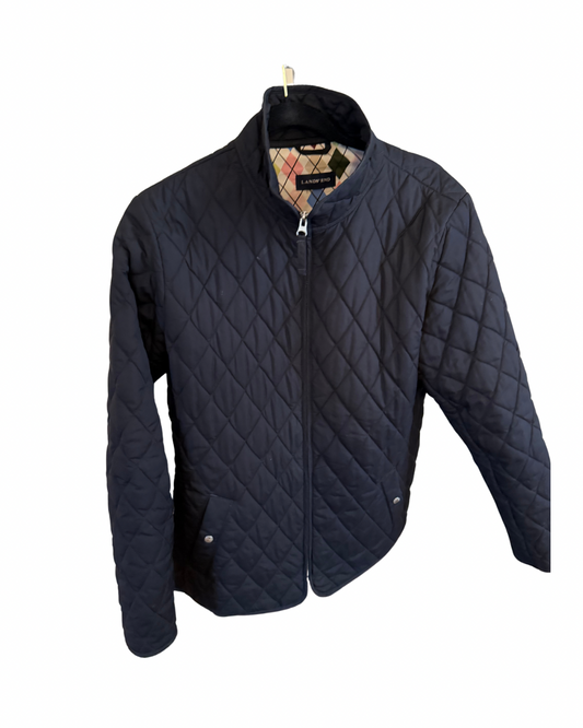 Lands’ End Quilted Argyle Zip Jacket – Women’s Size Large