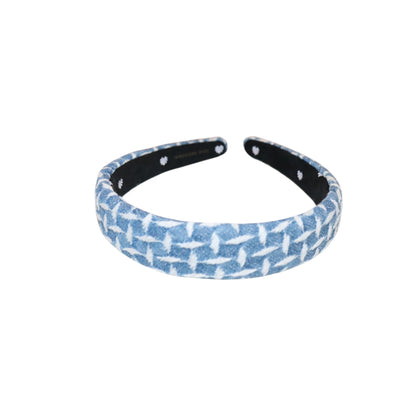 Lele Sadoughi Blue & White Denim Patterned Padded Headband, New