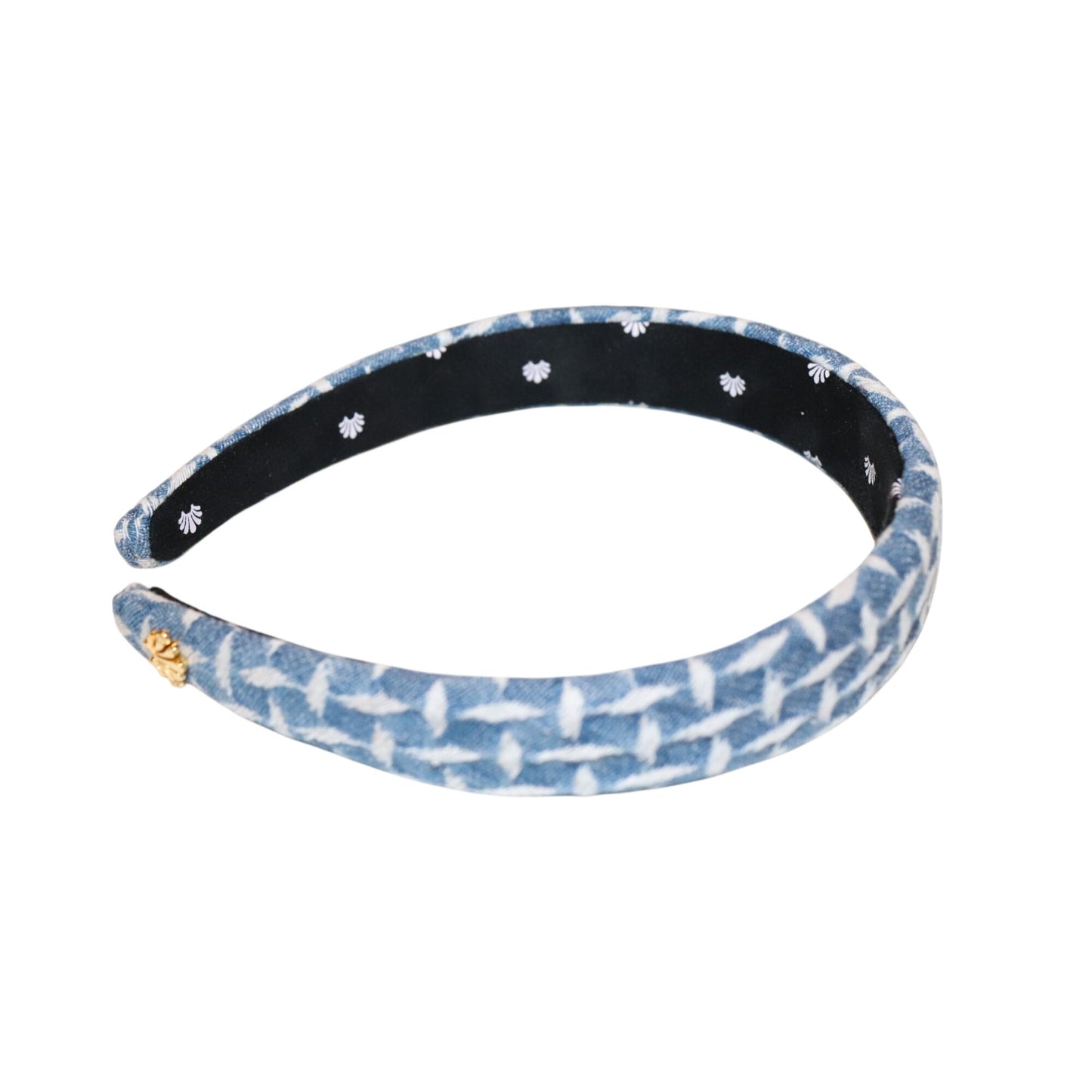 Lele Sadoughi Blue & White Denim Patterned Padded Headband, New
