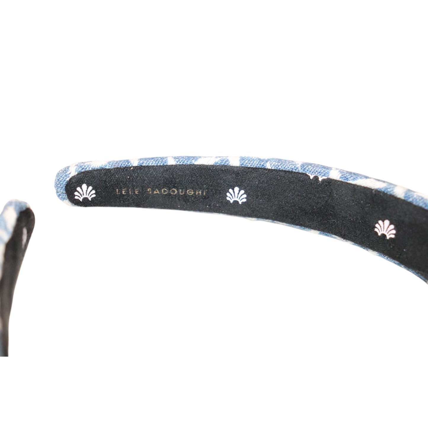 Lele Sadoughi Blue & White Denim Patterned Padded Headband, New