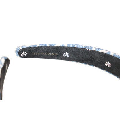 Lele Sadoughi Blue & White Denim Patterned Padded Headband, New