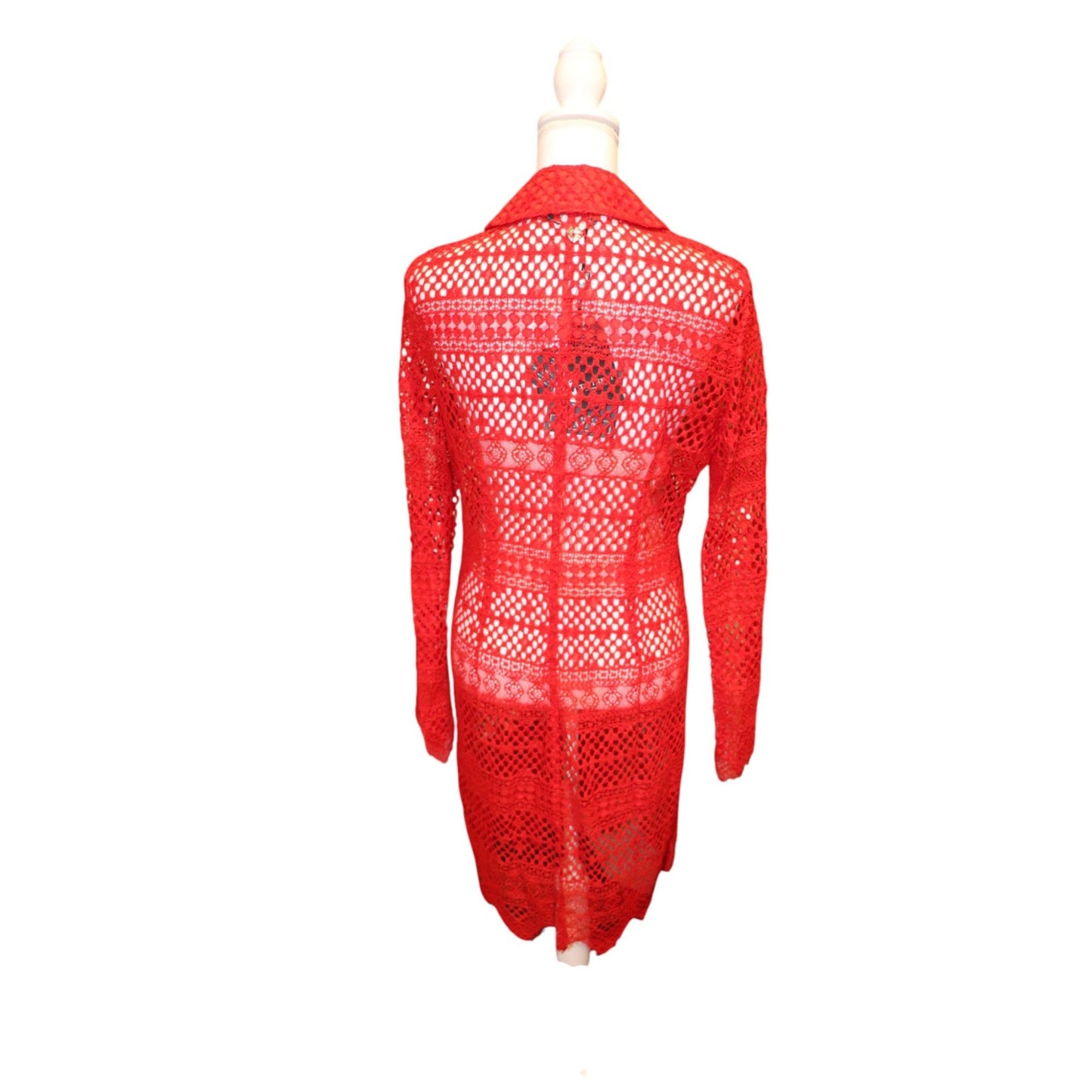 Twinset Simona Barbieri red cardigan lace duster jacket, IT 44 NWT