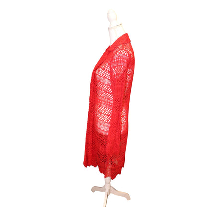 Twinset Simona Barbieri red cardigan lace duster jacket, IT 44 NWT