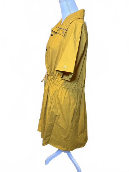 New Kenzo Women's Yellow Short Sleeve Dress with Drawstring Waist, Size 40