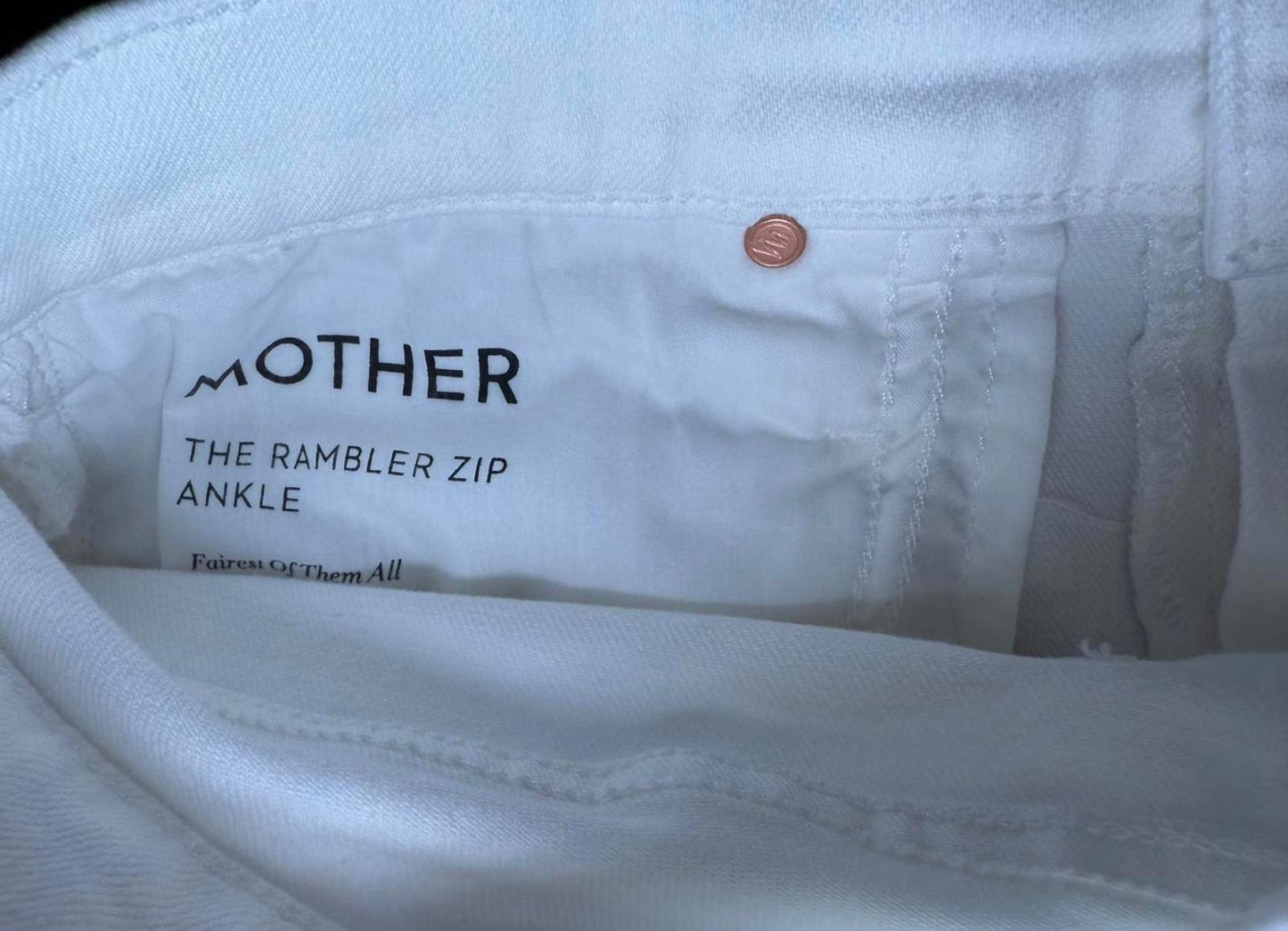 New Mother White Straight Jeans, size 30
