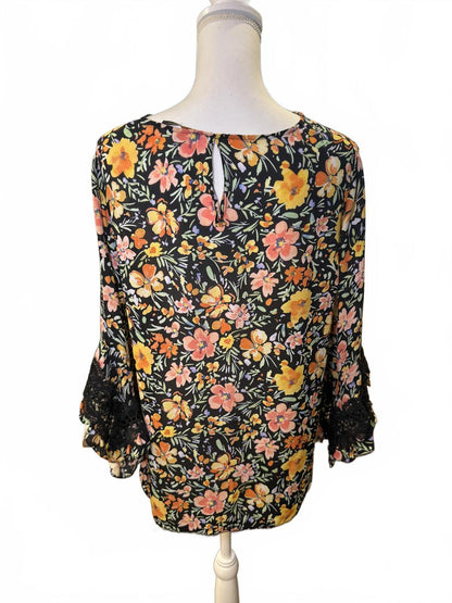Kobi Halperin Floral Print Silk Blouse, Large