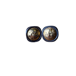 Chanel Clip On Earrings Gold Dark Vintage Sculpted Face Design Classic Chic