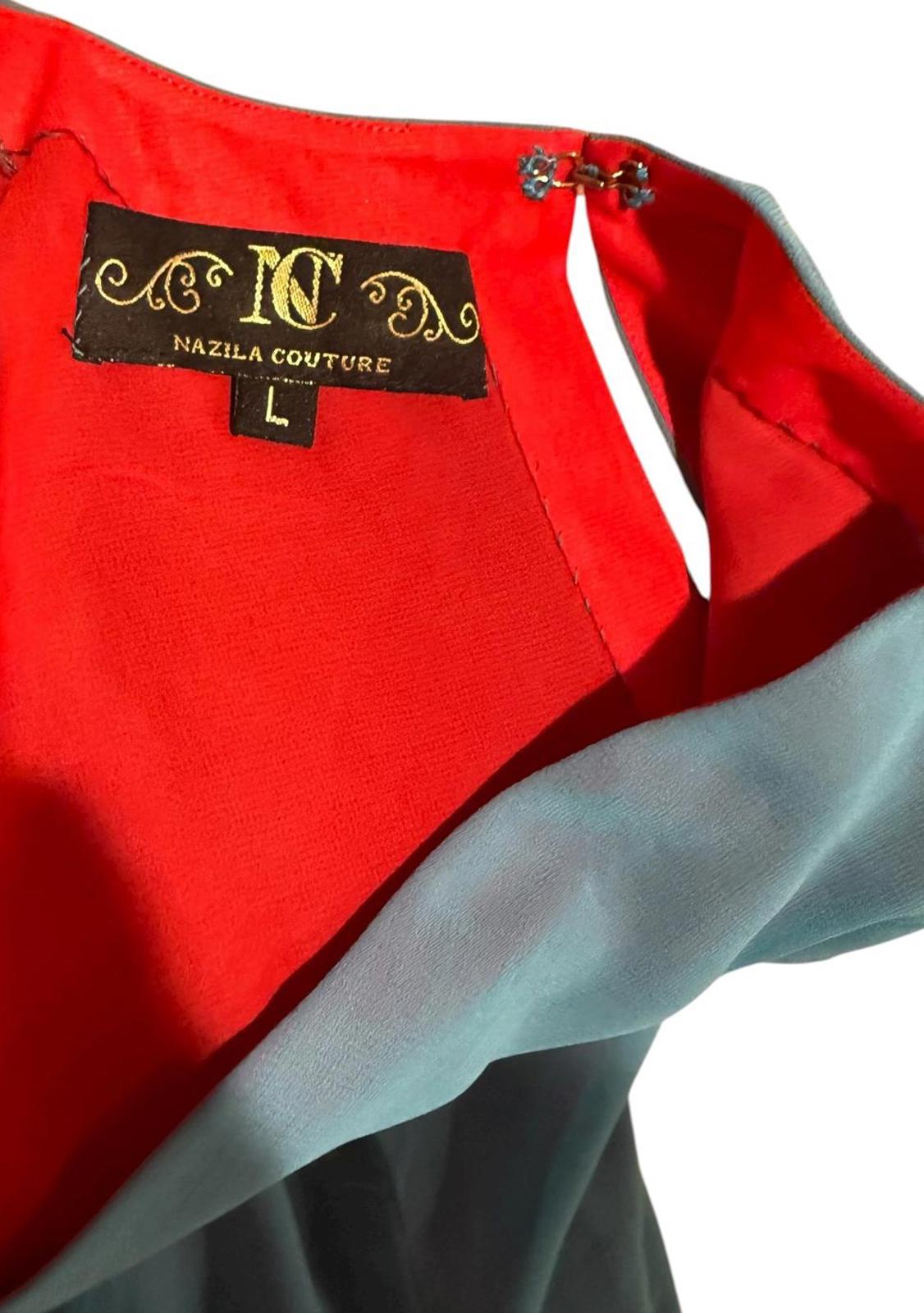 New Nazila Couture Teal Sleeveless Tunic Dress, Size L