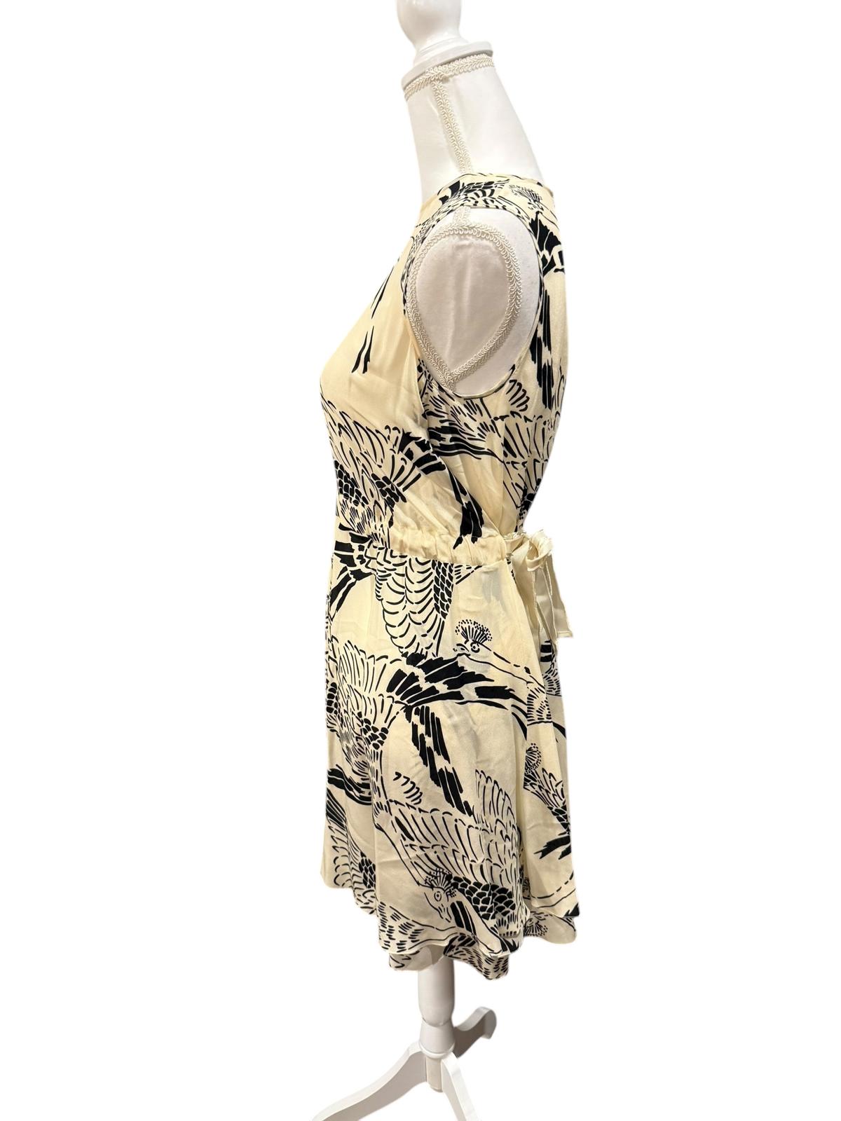 New RED Valentino Silk Bird Print Sleeveless Dress, Size 40 (US 4–6)