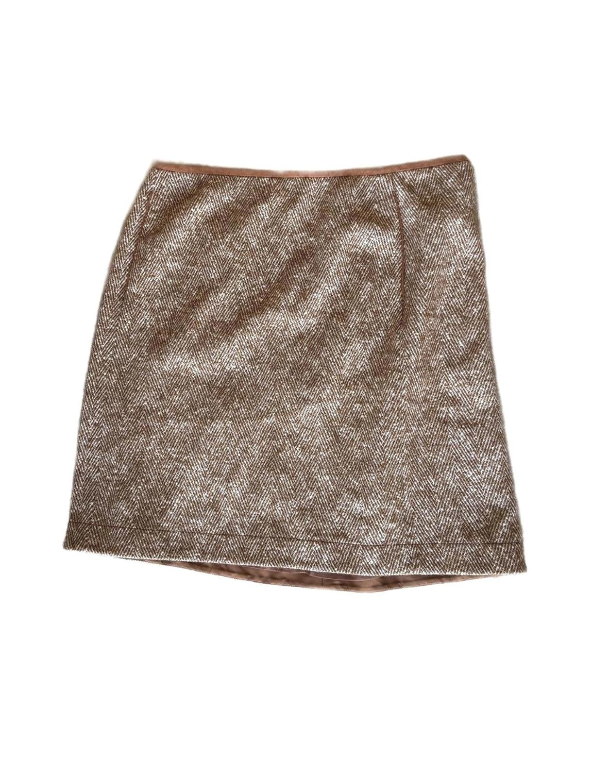 Lafayette 148 New York Women's Brown Tweed Mini Skirt, Size 12