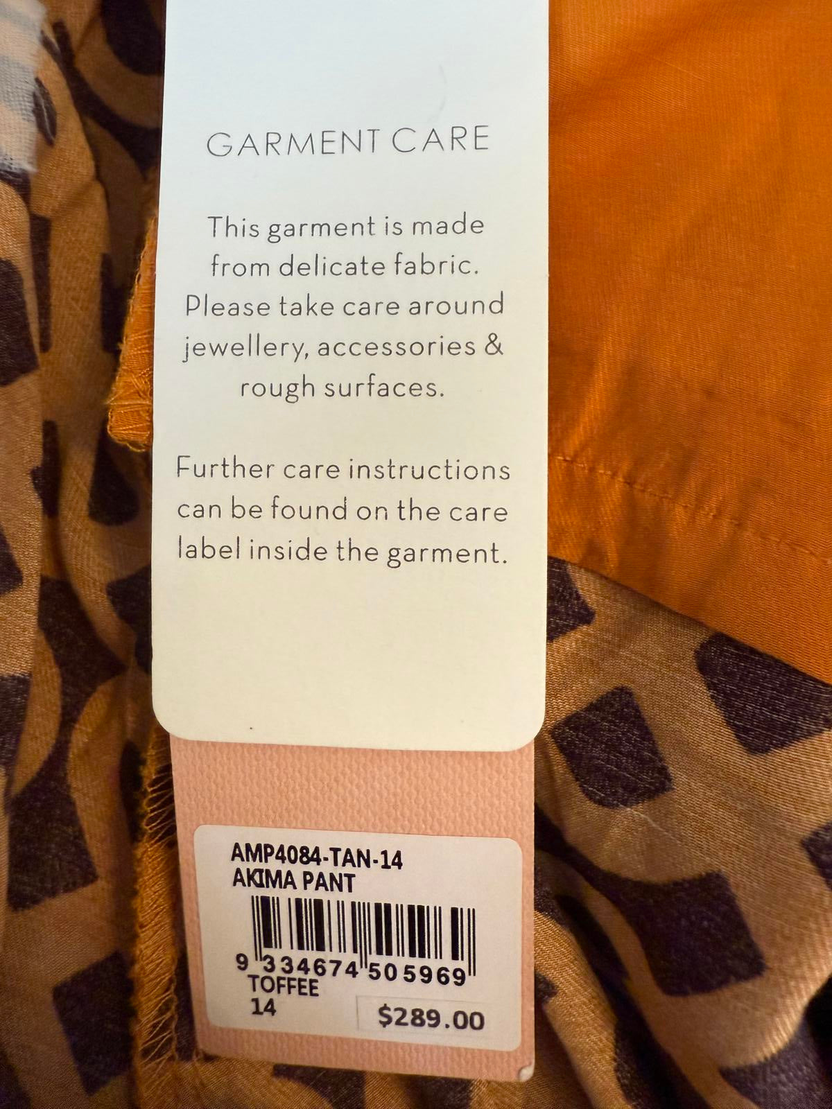 New Alice McCall Women's Casual Pants in Orange and Black Pattern, size 10