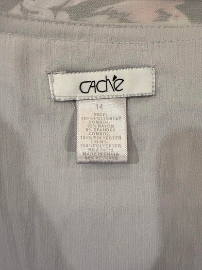 Vintage Cache Long Sleeve Gray Pleated Light Cardigan, size 14