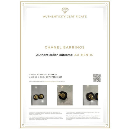 Chanel Clip On Earrings Gold Dark Vintage Sculpted Face Design Classic Chic