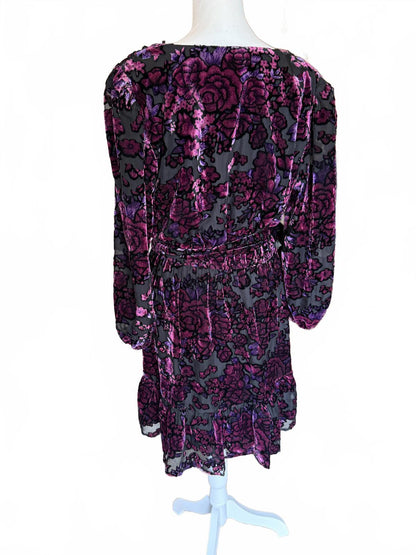 New Eliza J Mesh Long Sleeve Floral Velvet Dress, Size 14