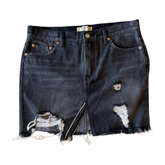 We The Free Black Distressed Denim Mini Skirt, size 28/8