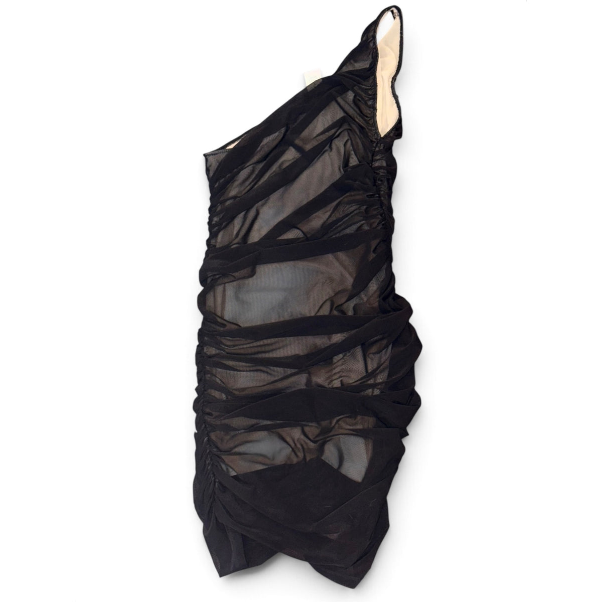 Alice + Olivia Women Cruz Black One Shoulder Ruched Bodycon Minidress, Sz 4 NWT