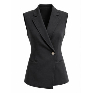 Spanx Womens Black Sleeveless Blazer Vest, Size Medium NWT